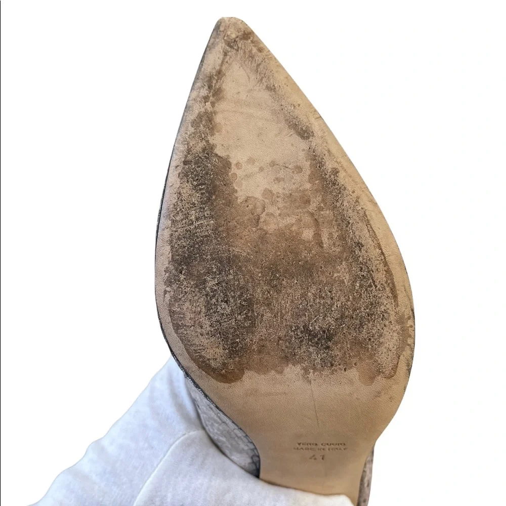 ***SOLD*** Paris Texas | Gold and Black Block Heel High Metallic Boots - Picture 13 of 15